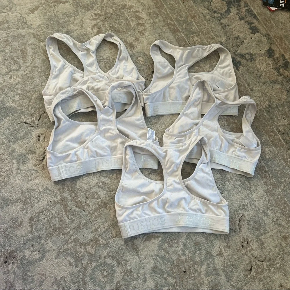 Sports Bras girls size xs/30 Justice SET OF 5 used great condition white